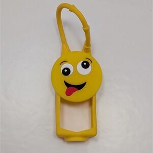 Yellow Emoji Silly Face Hand Sanitizer Holder 1 oz Kids Cute Smiley Keychain